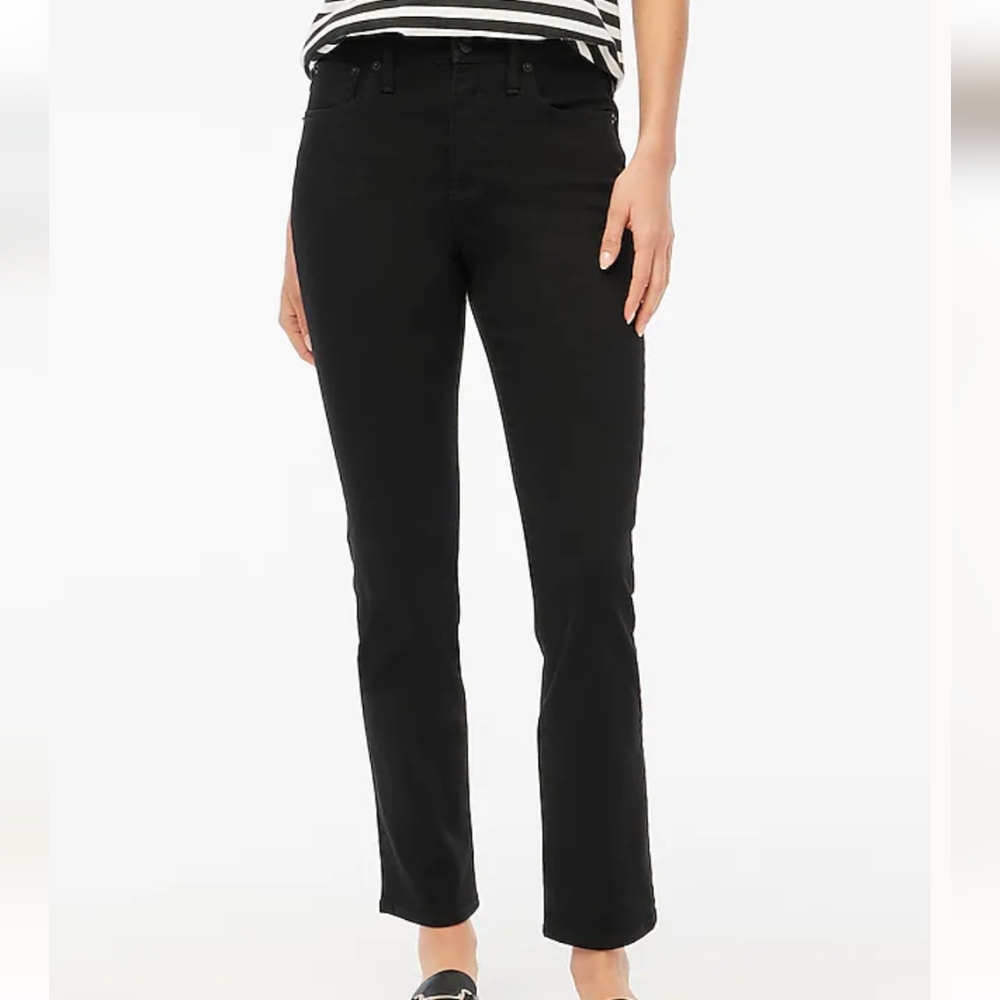 J. Crew Essential Straight High Rise Jeans Black All Day Stretch Sz 27 HO24